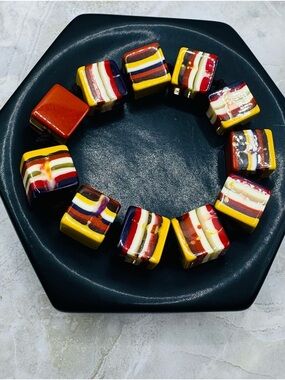 Sobral/ Jackie Brazil "Licorice Allsorts" Pop-Art Cube Stretch  Bracelet